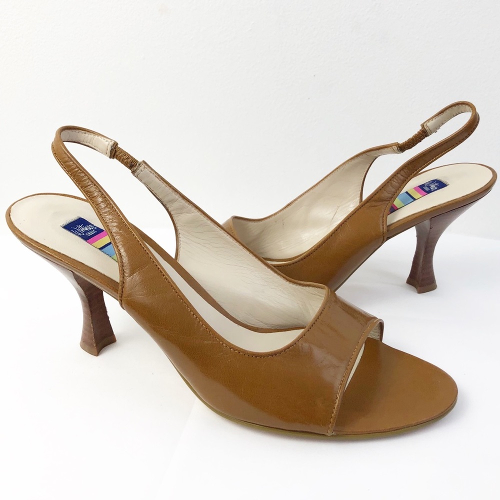 Wittner Leather Heeled Shoes Open Toe Brown Sz 9
